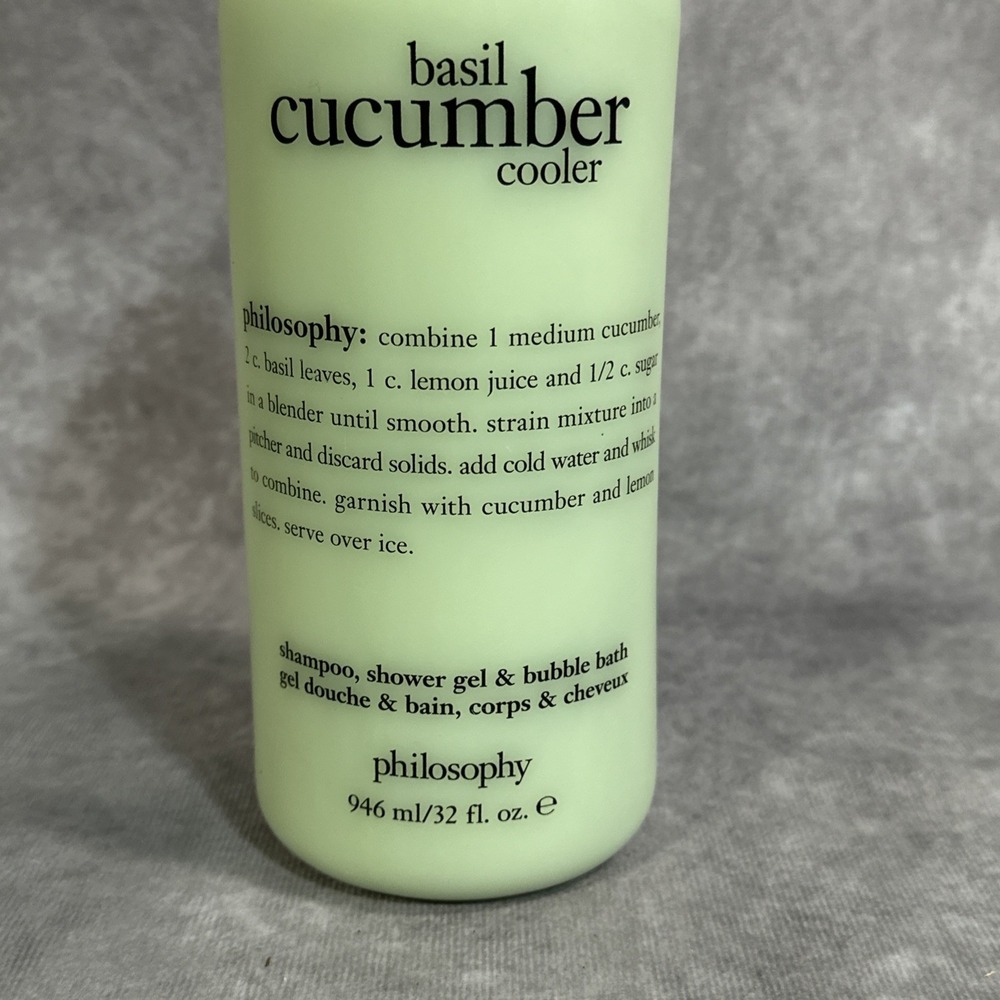 Philosophy Basil Cucumber Cooler Shampoo Shower Gel Bubble Bath 32oz Sealed - Picture 2 of 4